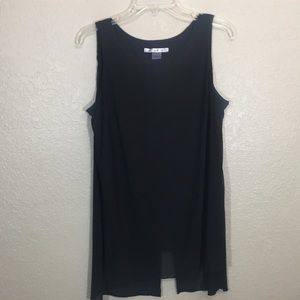 NYGARD Jersey Knit Chiffon Overlay with Crisscross Back Yoke and Side Vents